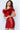 Feather neckline red short dress 06167