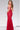 Red low v back fitted prom dress 48994